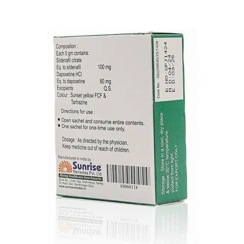 Super P-Force Oral Jelly 成分與製造商資訊 液態威而鋼盒裝背面成分標示圖