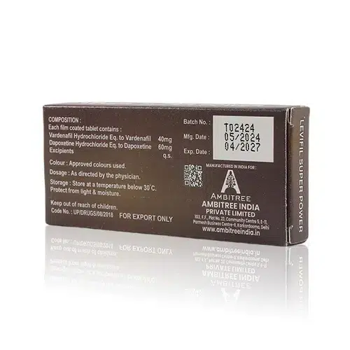 Levifil Super Power 成分與批號標示 Levifil Super Power 背面成分與製造資訊