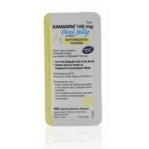 Kamagra 果凍威而鋼 100mg 單包裝( Kamagra Oral Jelly 100mg 單包果凍威包裝正面