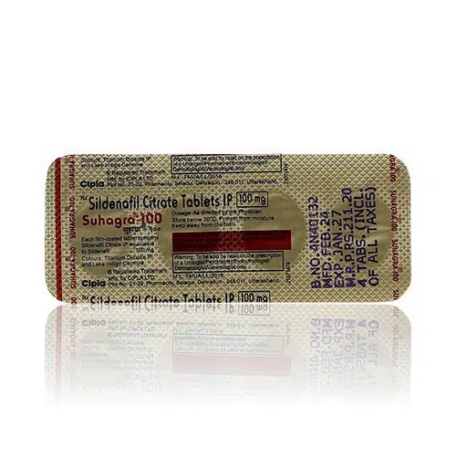 威而鋼學名藥藥錠背面鋁箔印刷資訊 Suhagra-100藥錠鋁箔背面標示圖