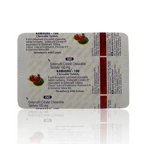 Kamagra 口溶片鋁箔包裝印刷資訊 Kamagra 威而鋼口溶片 藥錠背面標示
