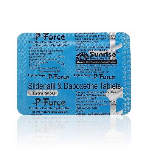 必利吉(藍P)Extra Super P-Force 鋁箔包裝(正面) 必利吉(藍P)Extra Super P-Force 鋁箔藍字包裝正面圖