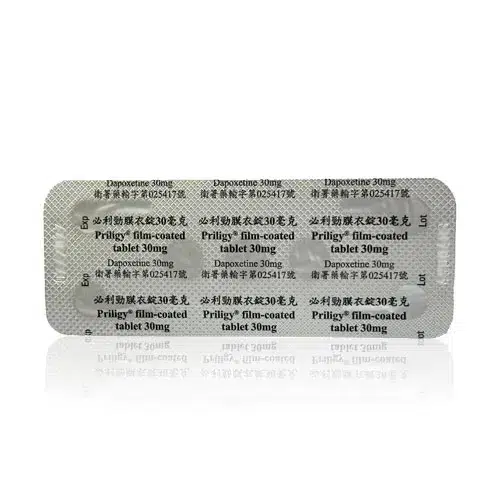 Priligy 鋁箔藥板背面標示 必利勁 Priligy 鋁箔背面標示藥品資訊與批號