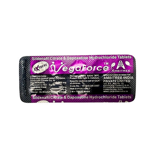 ExtremeVegaforce 250mg 藥板背面展示圖 超級雙效威而鋼紫蝌蚪 ExtremeVegaforce 250mg 鋁箔藥板背面