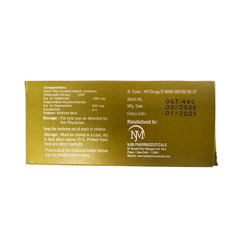 SILDALIP GOLD 200mg 外盒背面圖 雙效威而鋼藍水晶 SILDALIP GOLD 200mg 外盒背面資訊