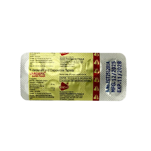 Vardefil Super Power 160mg 藥板背面展示圖 超級雙效樂威壯 K金 Vardefil Super Power 160mg 鋁箔藥板背面
