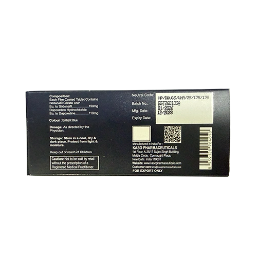 Sildagra Force 260mg 外盒背面圖 超級雙效威而鋼 Sildagra Force 260mg 外盒背面資訊