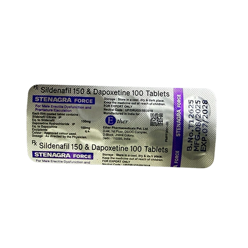 Stenagra Force 250mg 藥板背面展示圖 超級雙效威而鋼紫鑽 Stenagra Force 250mg 鋁箔藥板背面