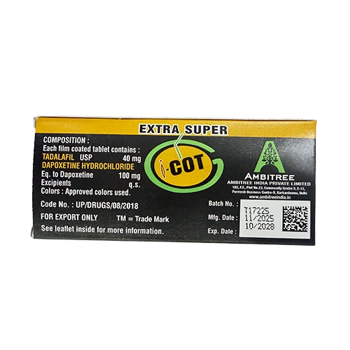 EXTRA SUPER I COT 140mg 外盒背面圖 雙效犀利士紅魔 EXTRA SUPER I COT 140mg 外盒背面資訊