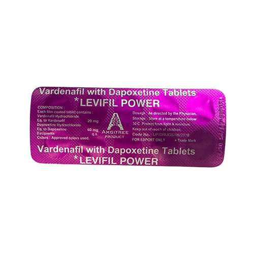 Levifil Power 80mg 藥板背面展示圖 雙效樂威壯 Levifil Power 80mg 鋁箔藥板背面